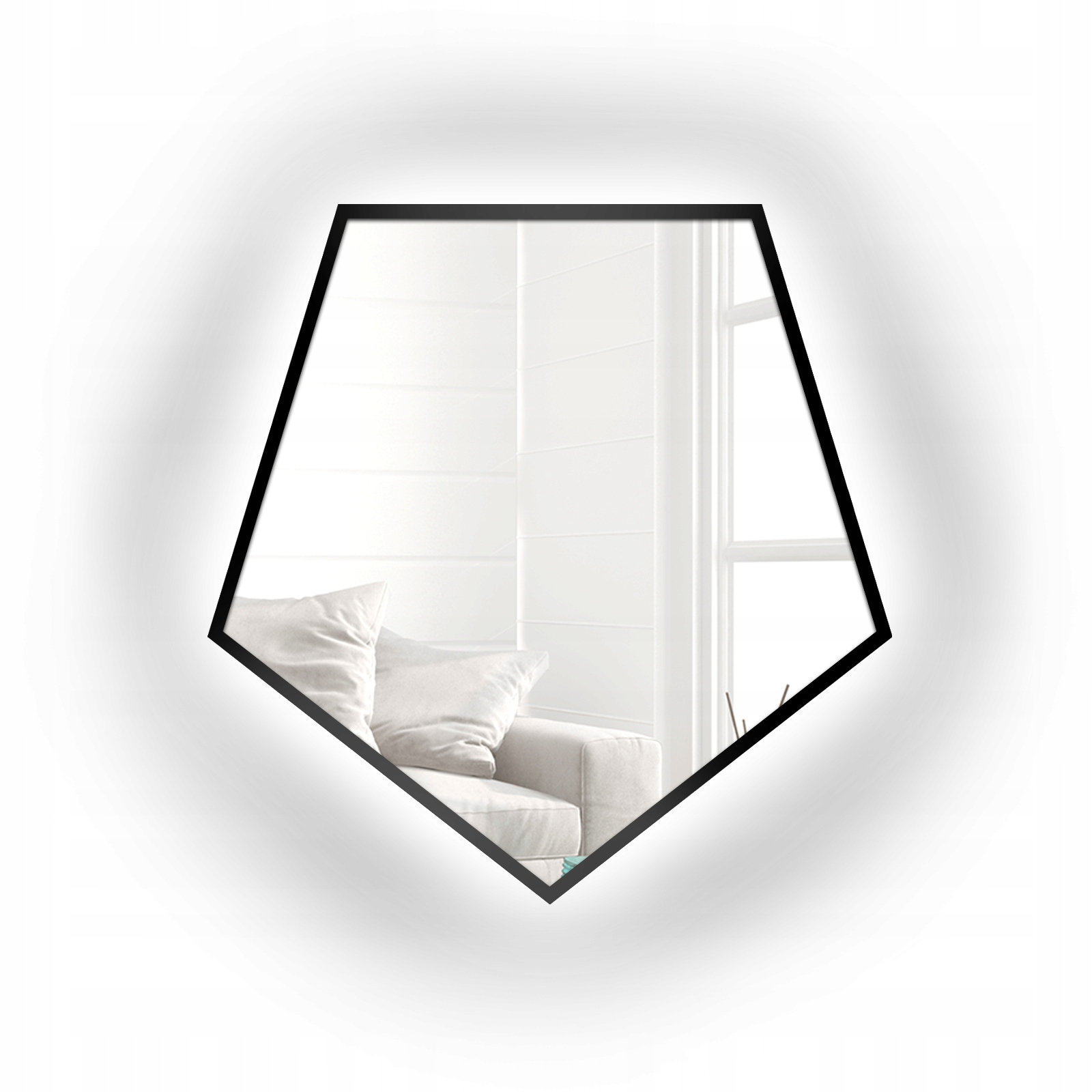 Zrcadlo s geometrickým tvarem Penta v černém Mdf rámu s Led diodami 200x190