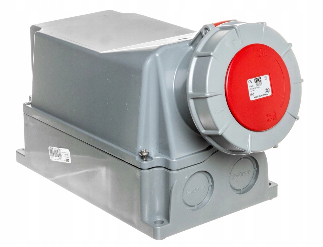 Pevná zásuvka 125A 5P 400V červená IP67 s tlmivkou