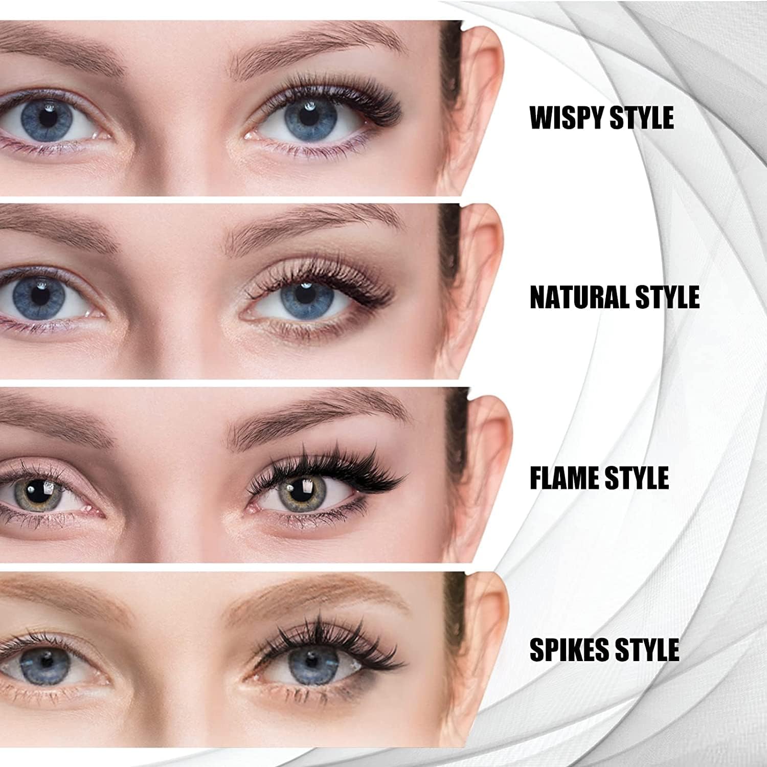 FENSHINE Kępki Rzęs Indywidualne Miękkie Rzęsy Sztuczne DIY 9-15mm C/D Curl — miniatura 7