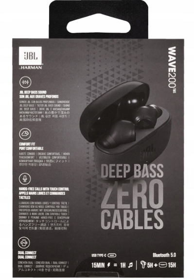 DOUSZNE JBL WAVE 200 TWS SŁUCHAWKI BEZPRZEWODOWE Konstrukcja zamknięta