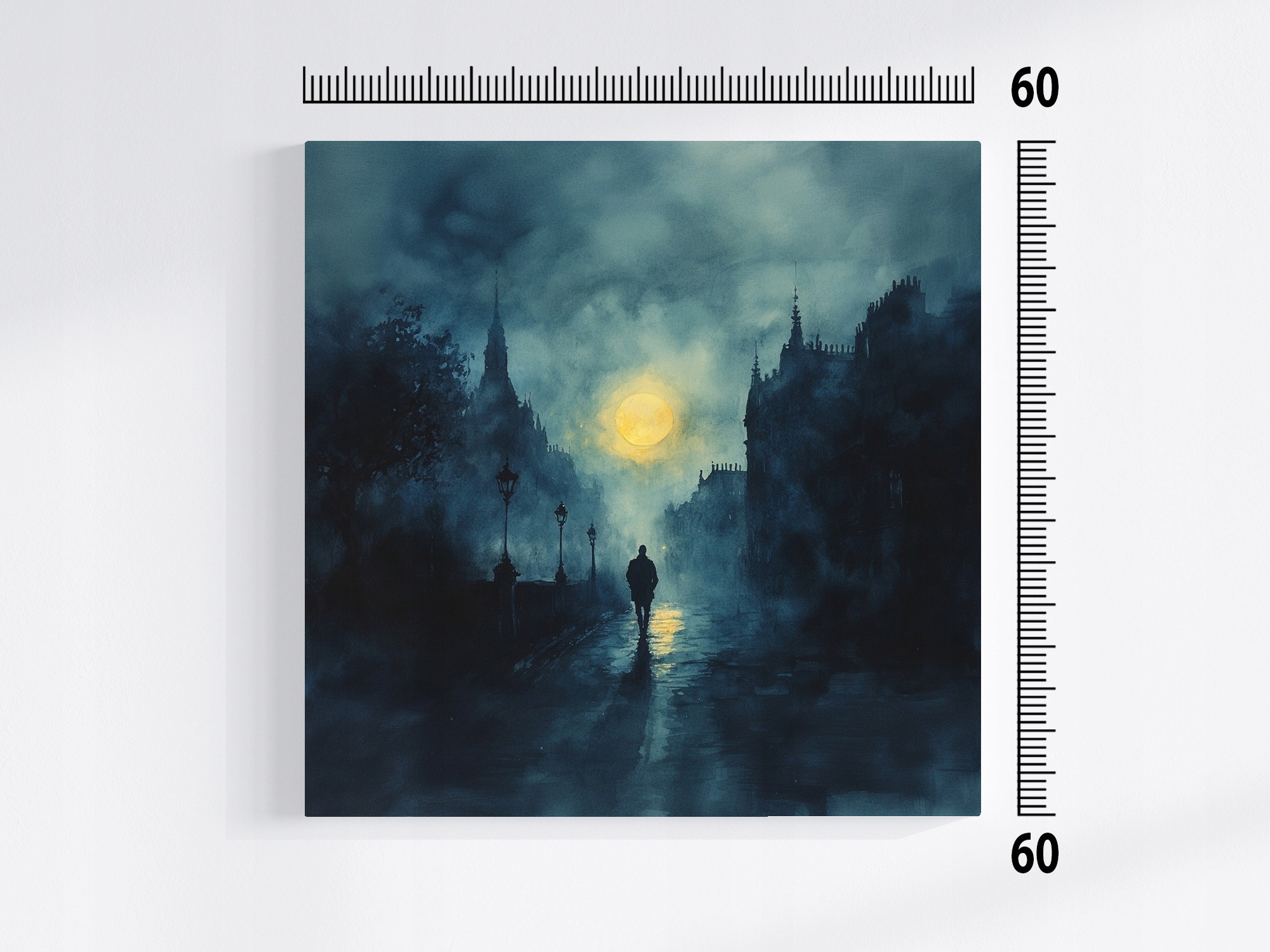 Obraz Na Plátně Kanasa Město Ulice Měsíc Noc Temnota Procházka 60x60
