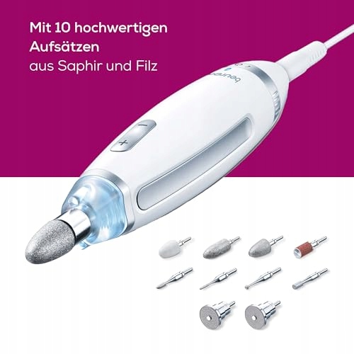 BEURER Zestaw Do Manicure I Pedicure Elektryczny Pilnik LED 10 Końcówek — miniatura 3