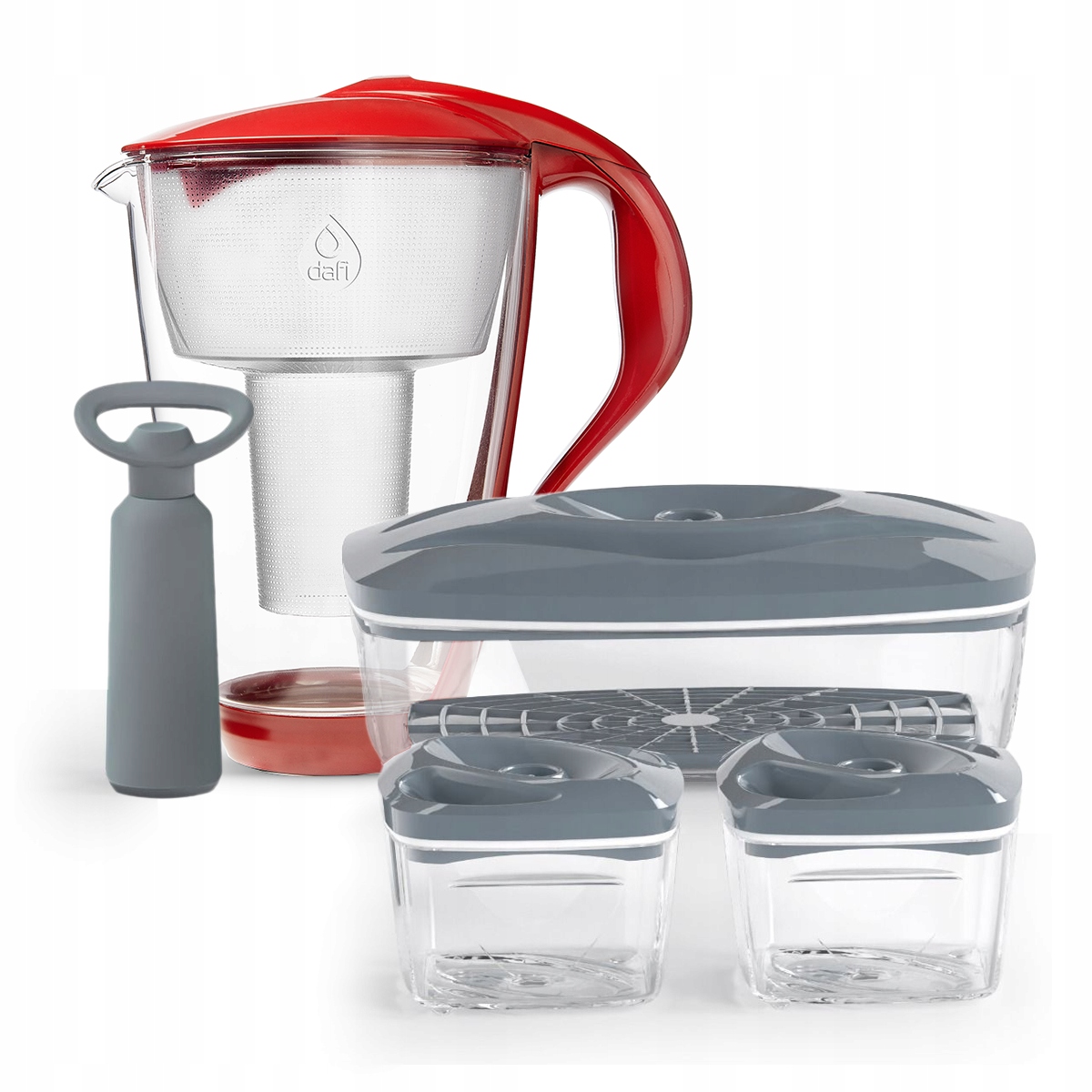 Dzbanek filtrujący szklany 3 pojemniki stalowe