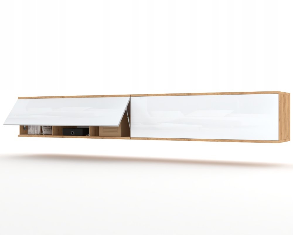 Závěsná Rtv skříňka Police Komoda do obývacího pokoje Craft Bílý Lesk 200