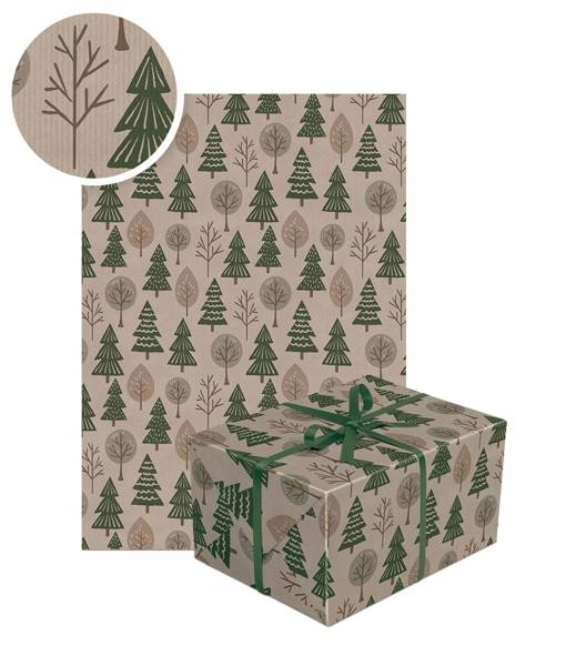 

Papier Prezentowy Kraft Choinki Świąteczny