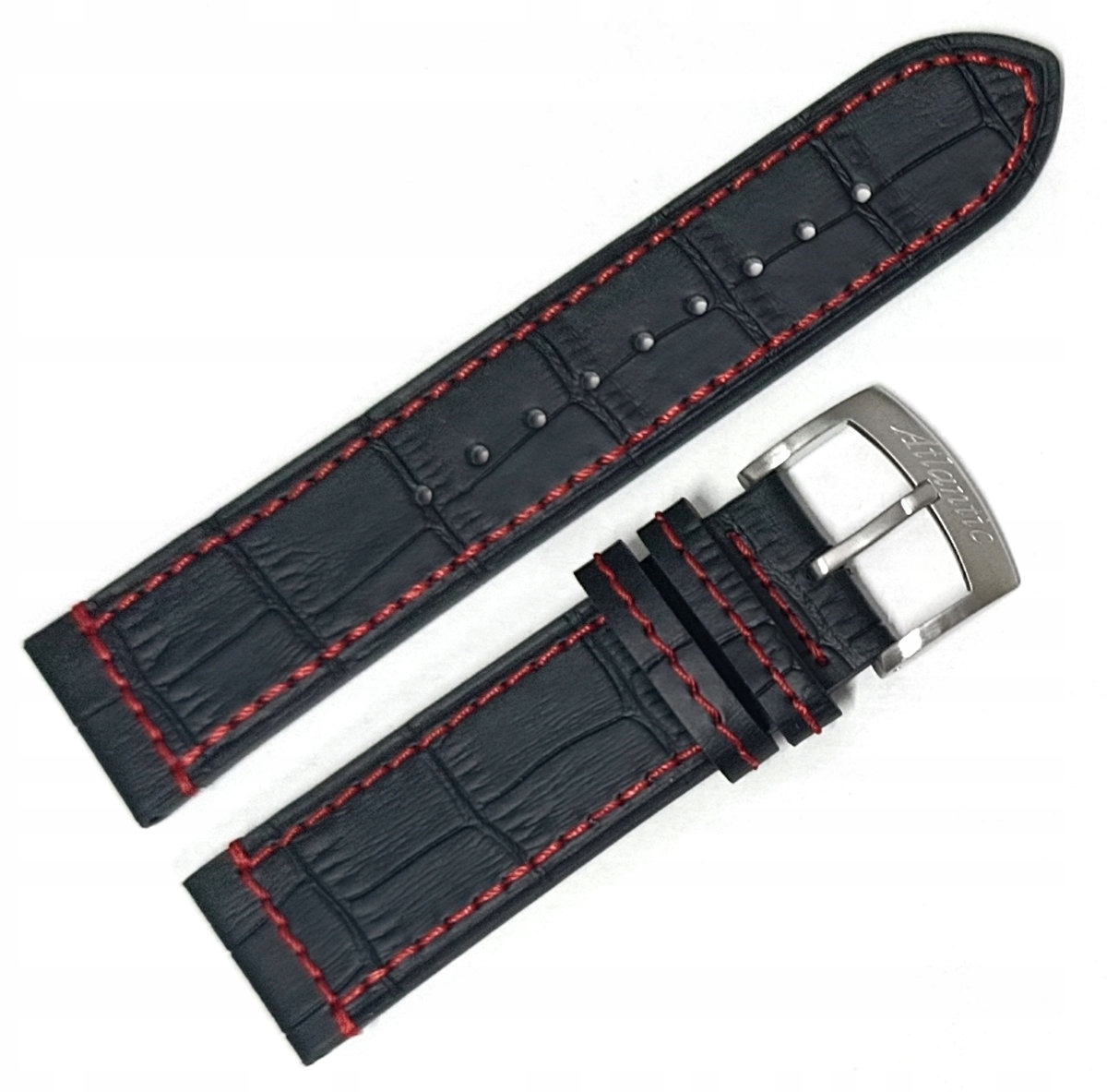 Originální Černý Kožený Řemínek Na Hodinky Atlantic Seasport 23 mm Krokodýl
