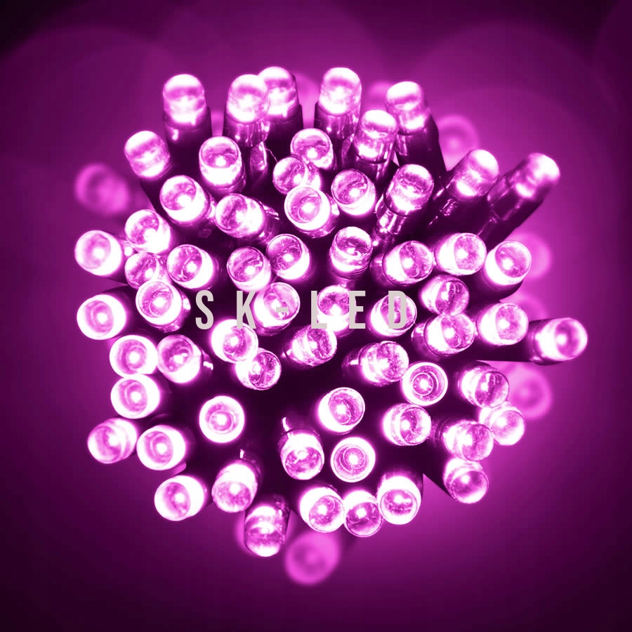 

200 Led Różowe Lampki Choinkowe Zew Wew Grube
