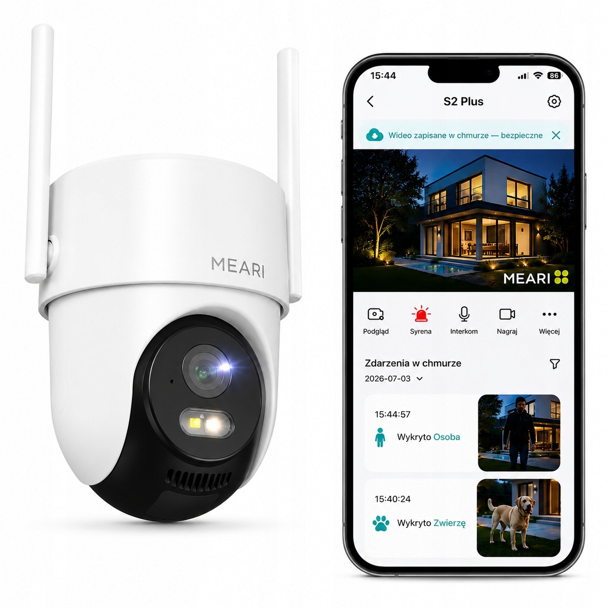 Kamera zewnętrzna WiFi obrotowa Premium Ai 5GHz Meari