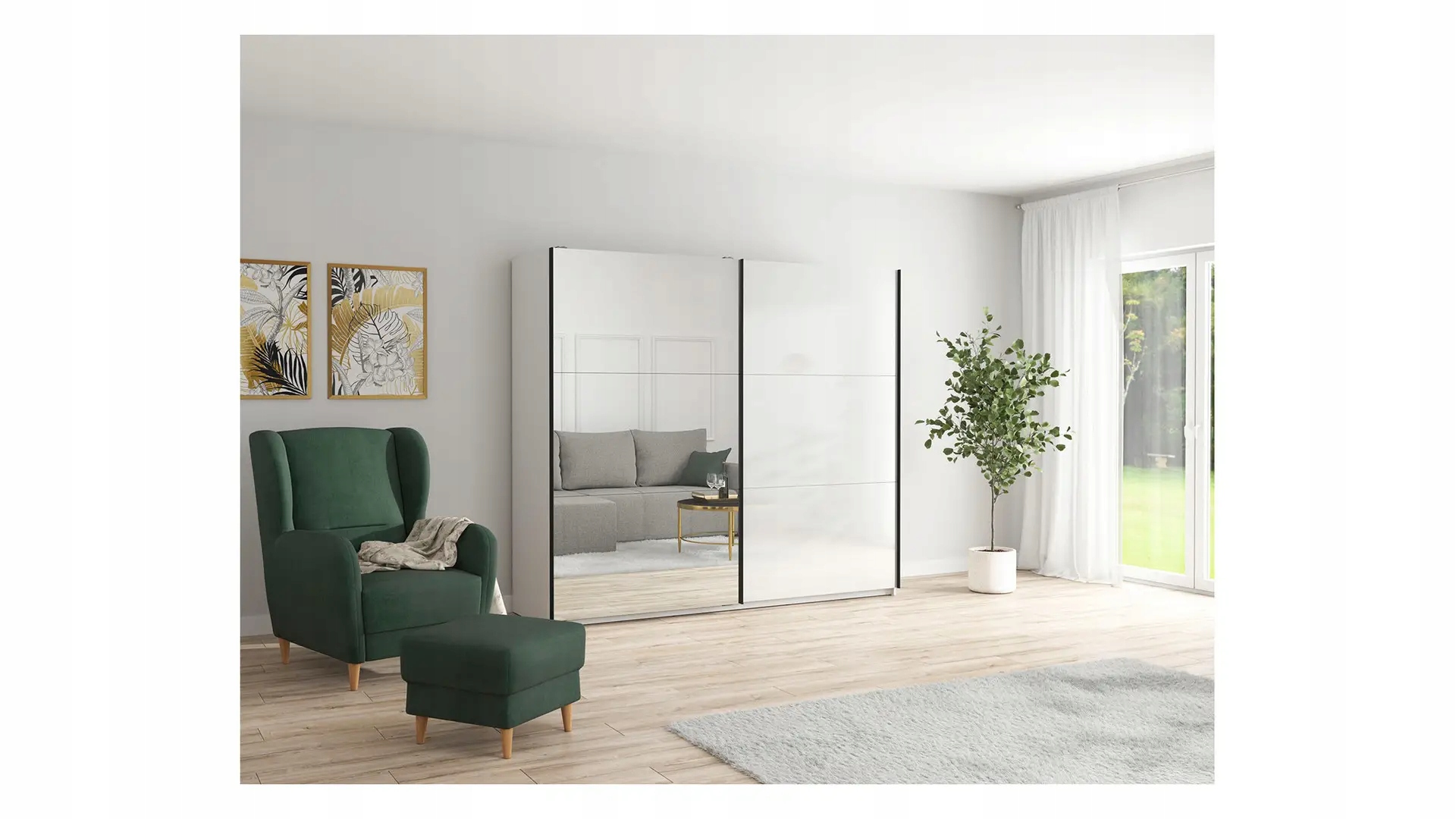 Szafa przesuwna Tetrix 220 biały Głębokość mebla 60 cm