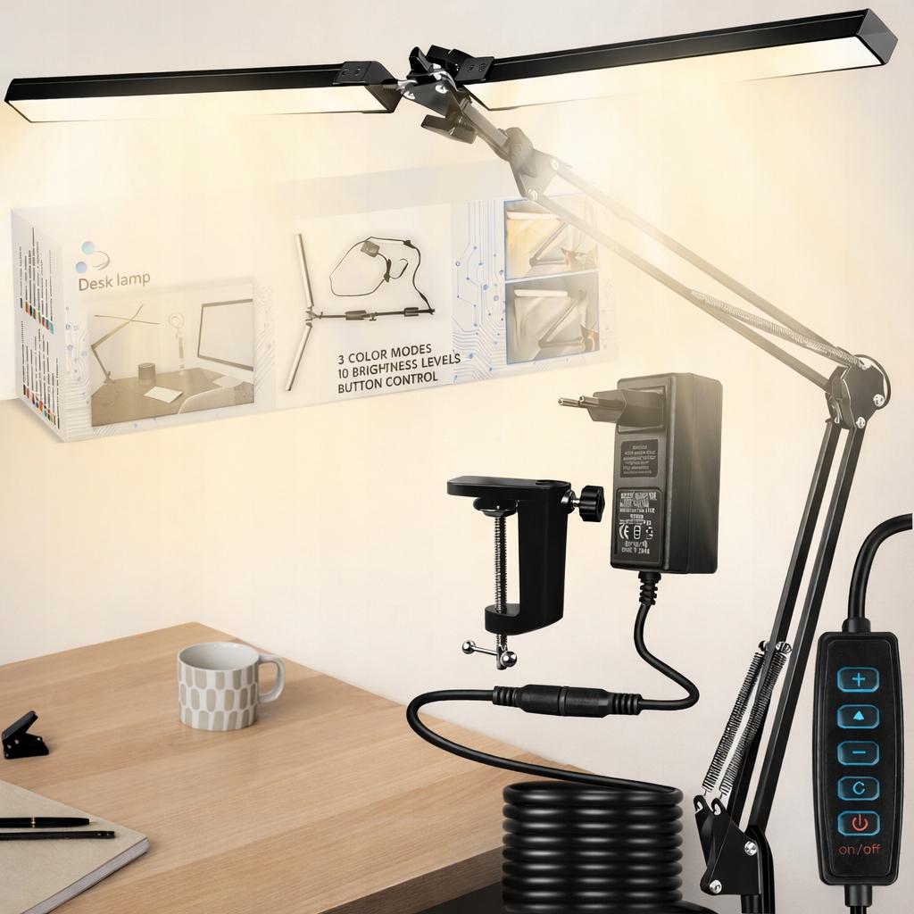 Led Stolní Lampa Na Psací Stůl Školní Kreslicí Lampa Do Kanceláře Stojící 2V1