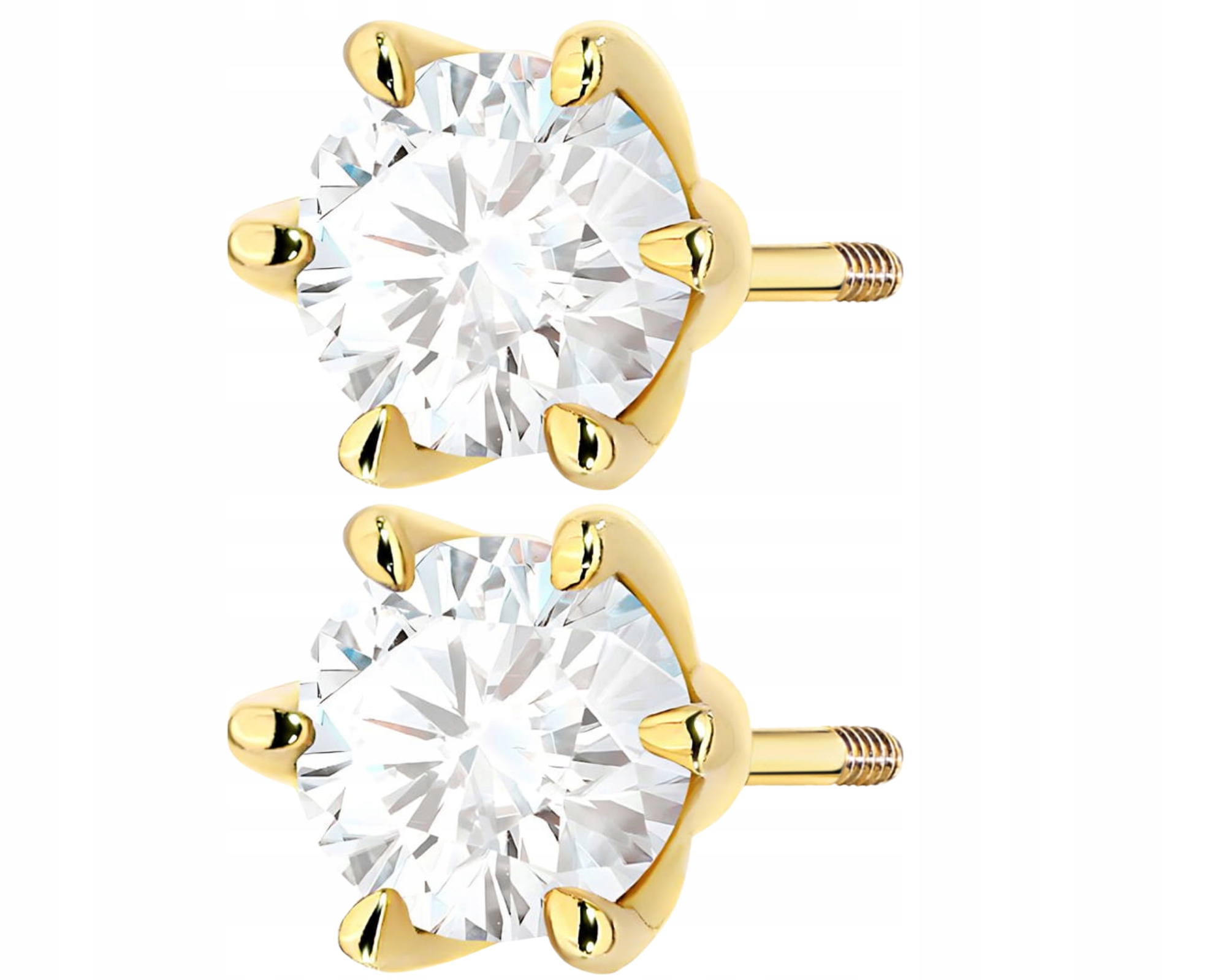 Elegantní Náušnice S Briliantovými Diamanty 1,40 Ct, Zlatá Šroubovací Tyčinka