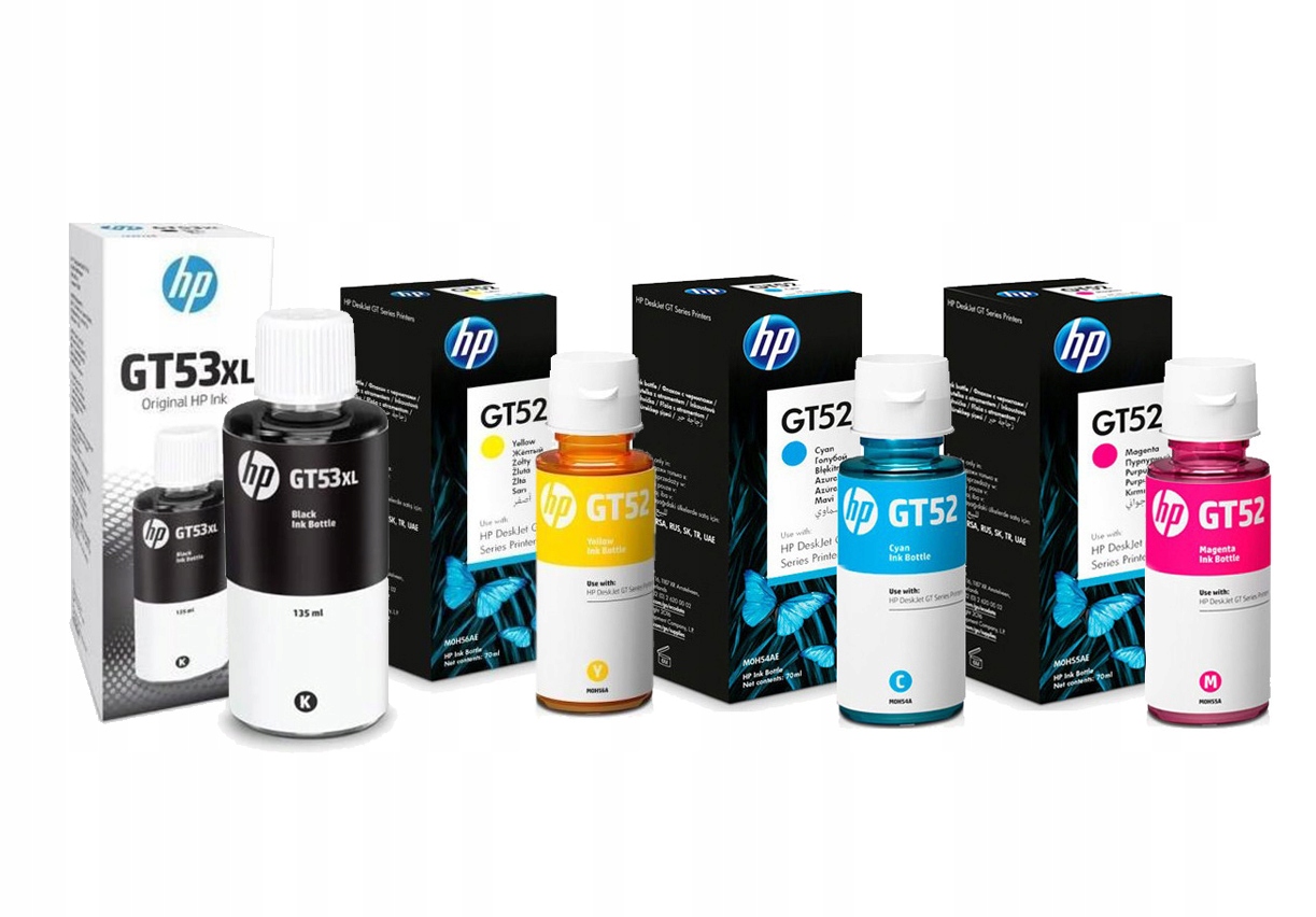 

Zestaw Hp GT53XL 3x GT52 4 oryginalne tusze Cmyk