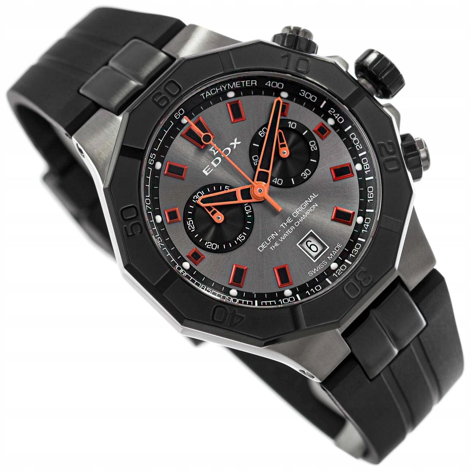 Pánské Hodinky Edox 10113 37 Gno Delfín Černé S Řemínkem Stopky 200 M