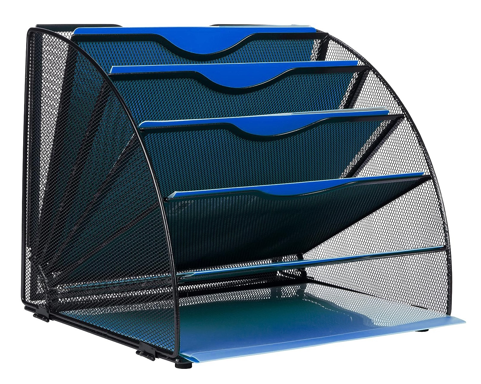 Organizer na biurko w kształcie wachlarza; 6 przegród metalowy czarny Marka inny