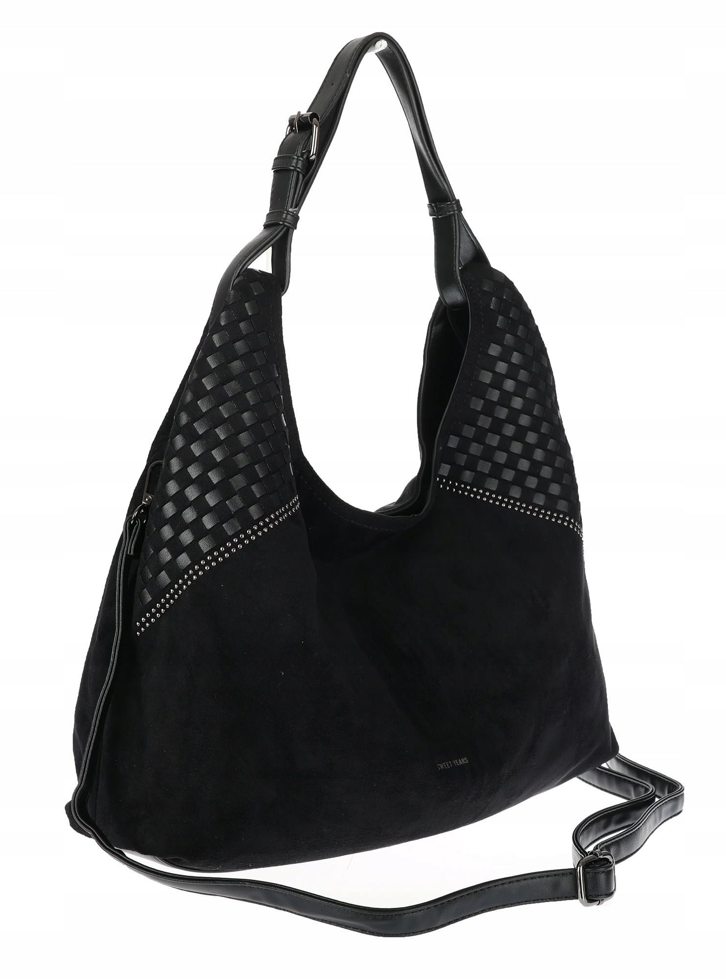 Dámská shopper kabelka semišová prostorná přes rameno lehká BS105 Černá