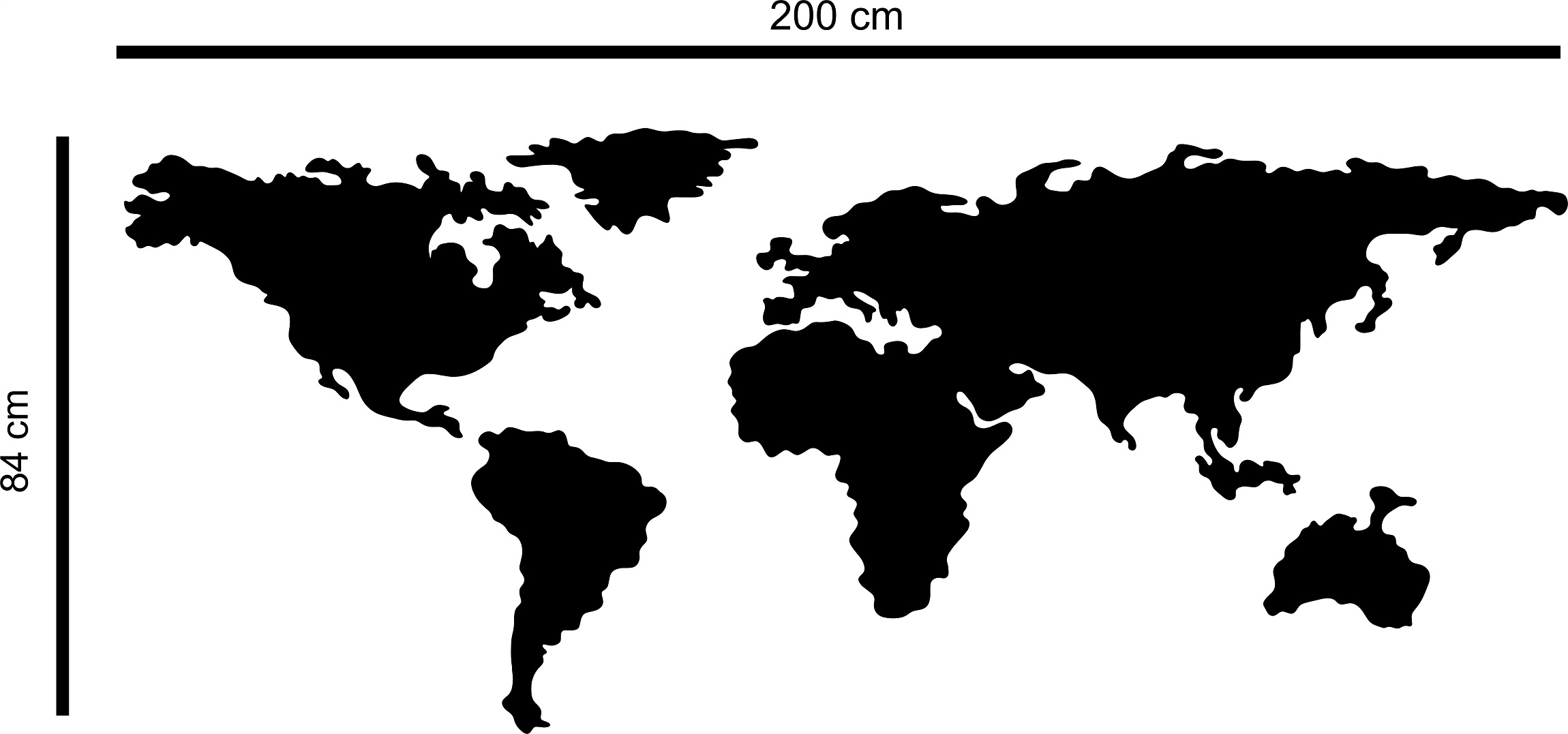 Metalová mapa světa Svět Kontinenty magnetická ozdoba 200 cm