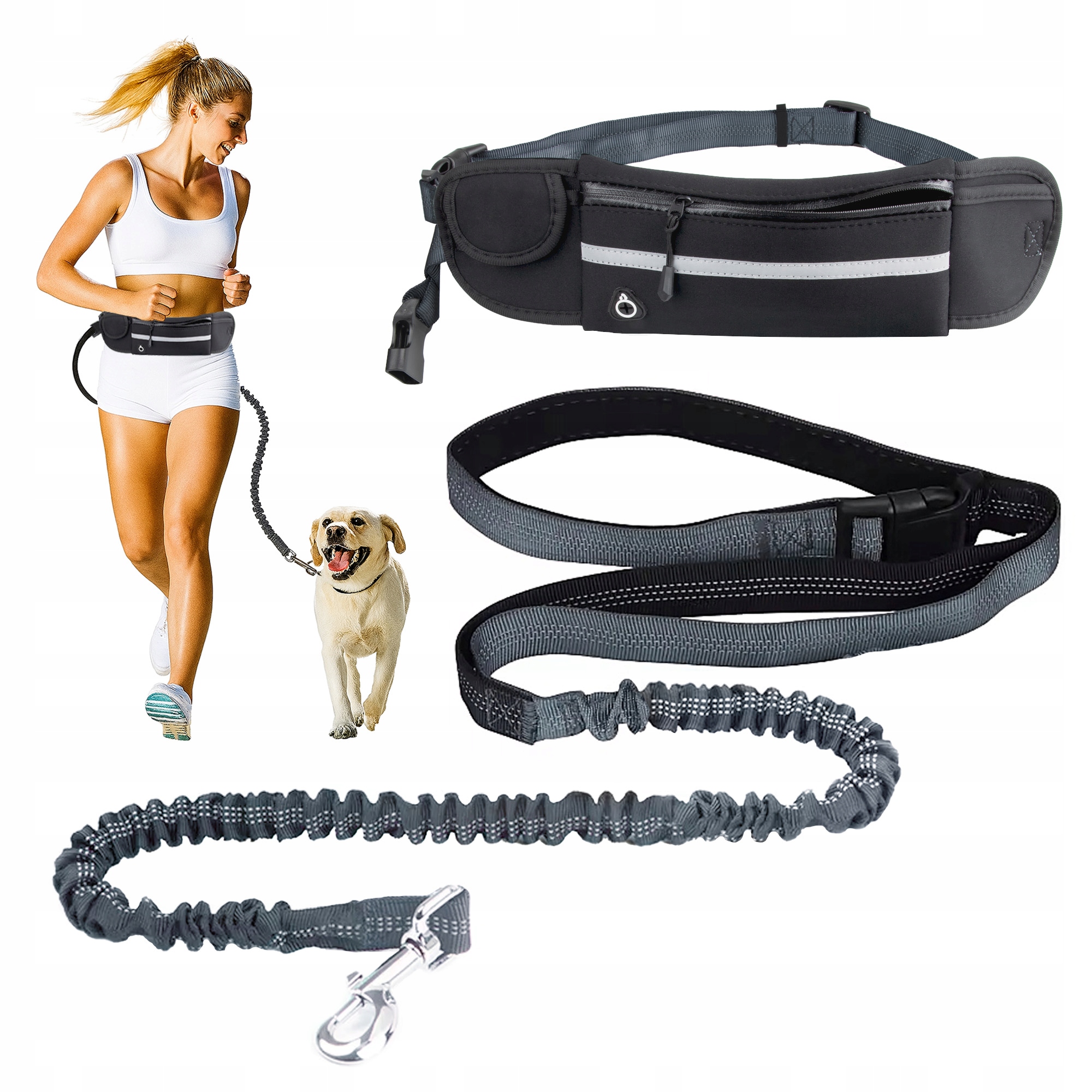 Elastické Vodítko Pro Psa S Tlumičem A Bederním Pásem Pro Běhání