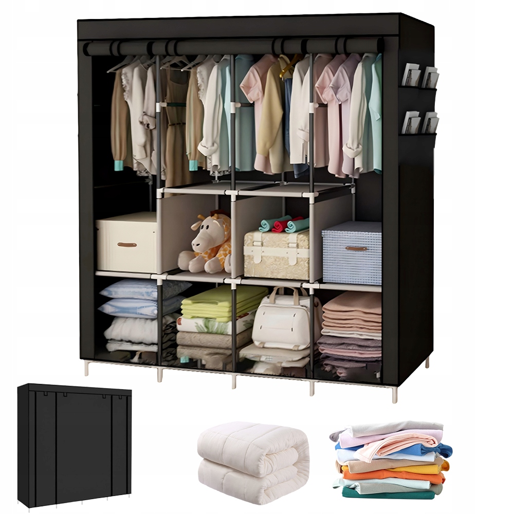 Skládací Textilní Skříň Velká 170*170*45 cm Černá