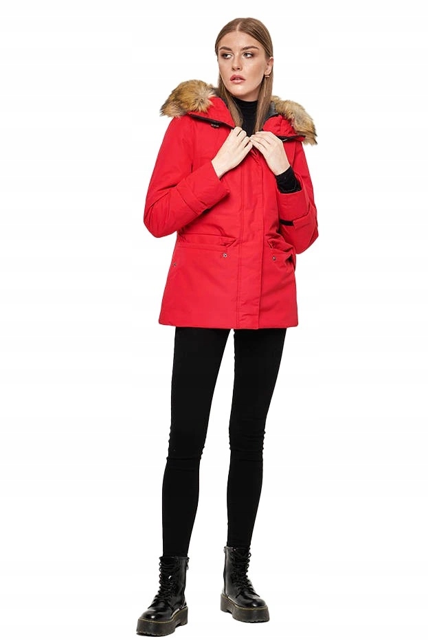Zimní Bunda S Kožešinou J9-066 Červená XXL (44)