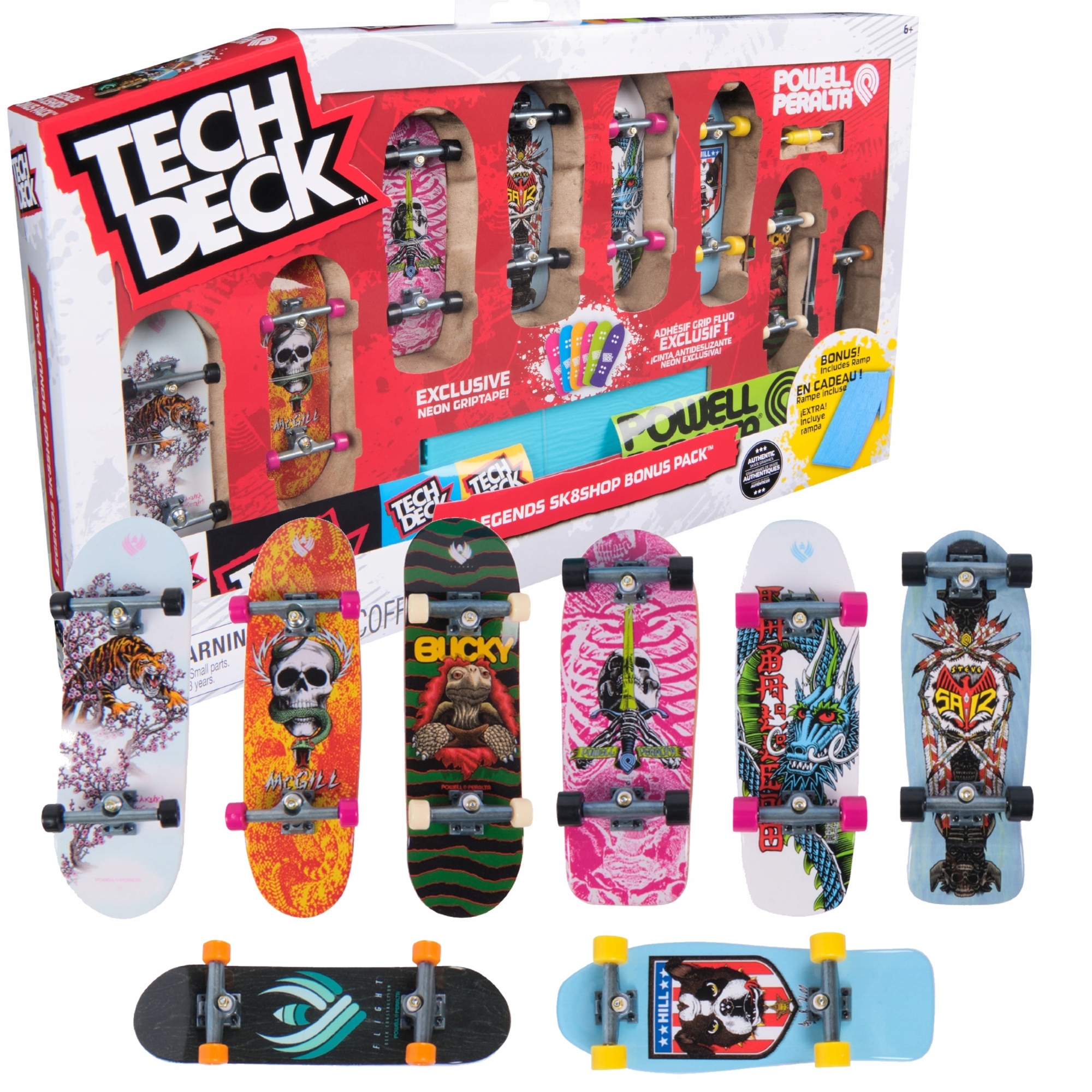 Fingerboard Zestaw 8 Deskorolek Legends SK8SHOP Bonus Rampa Neon