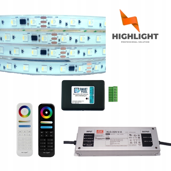 20 m Sada Bazén/Fontána Vodotesná Led páska Strip Rgb+nw 14,4W/24V IP68