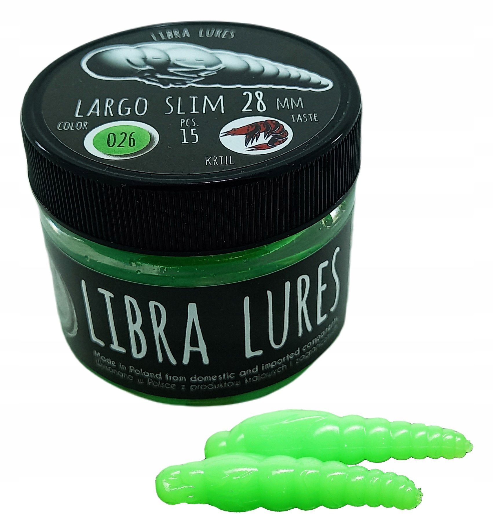Libra Largo Slim 026 Hot Green Kryl 3,4cm słoik Smak: Kryl, Długość (cm): 3