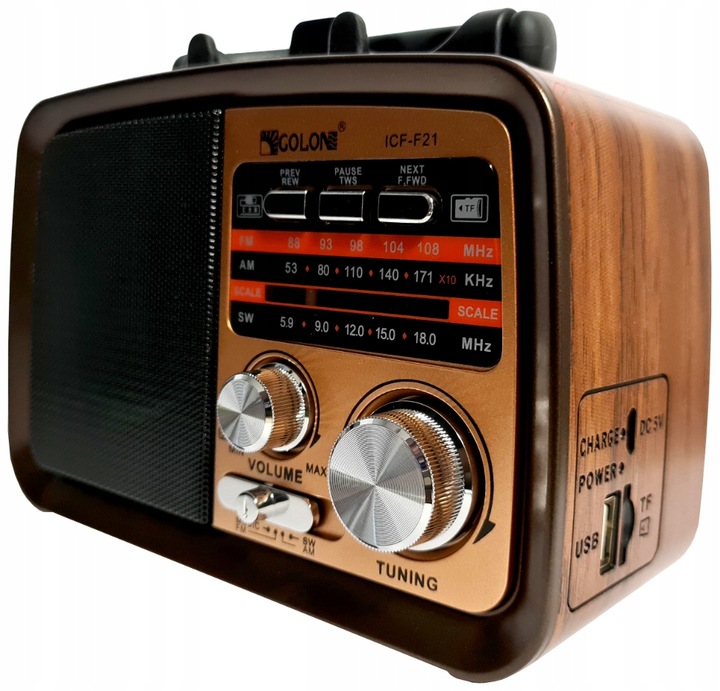 RADIO KUCHENNE BLUETOOTH PRZENOŚNE RETRO ANTENA FM USB SD AKUMULATOR Marka Golon