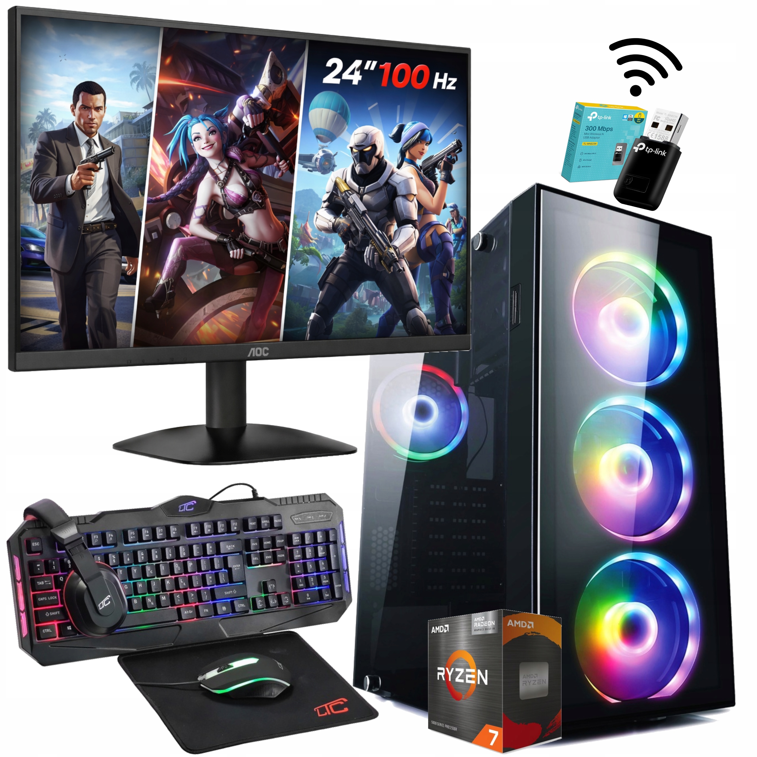 Počítač Herní Set Ryzen 7 l 32 Gb l 1 Tb l Win 11 Office Pack