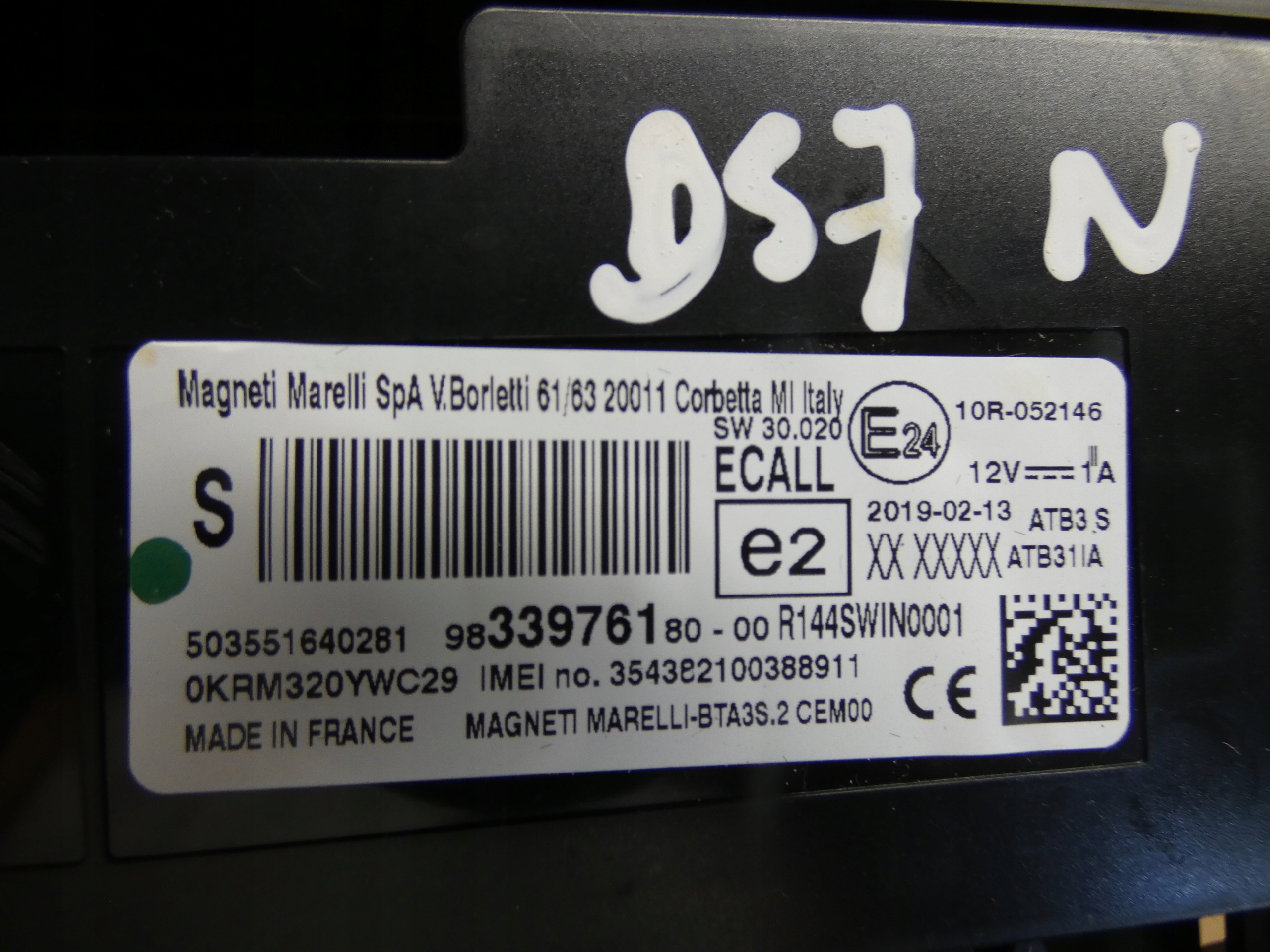 module control unit BLUETOOTH CITROEN DS7 9833976180
