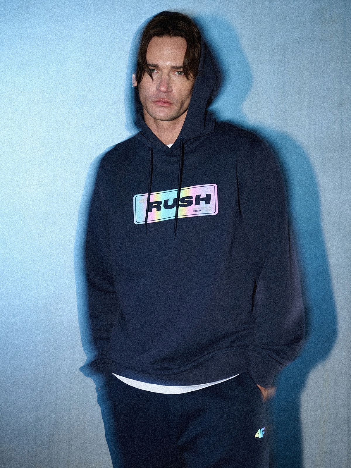 4F Tepláková Mikina Tmavě Modrá, Reflexní, M