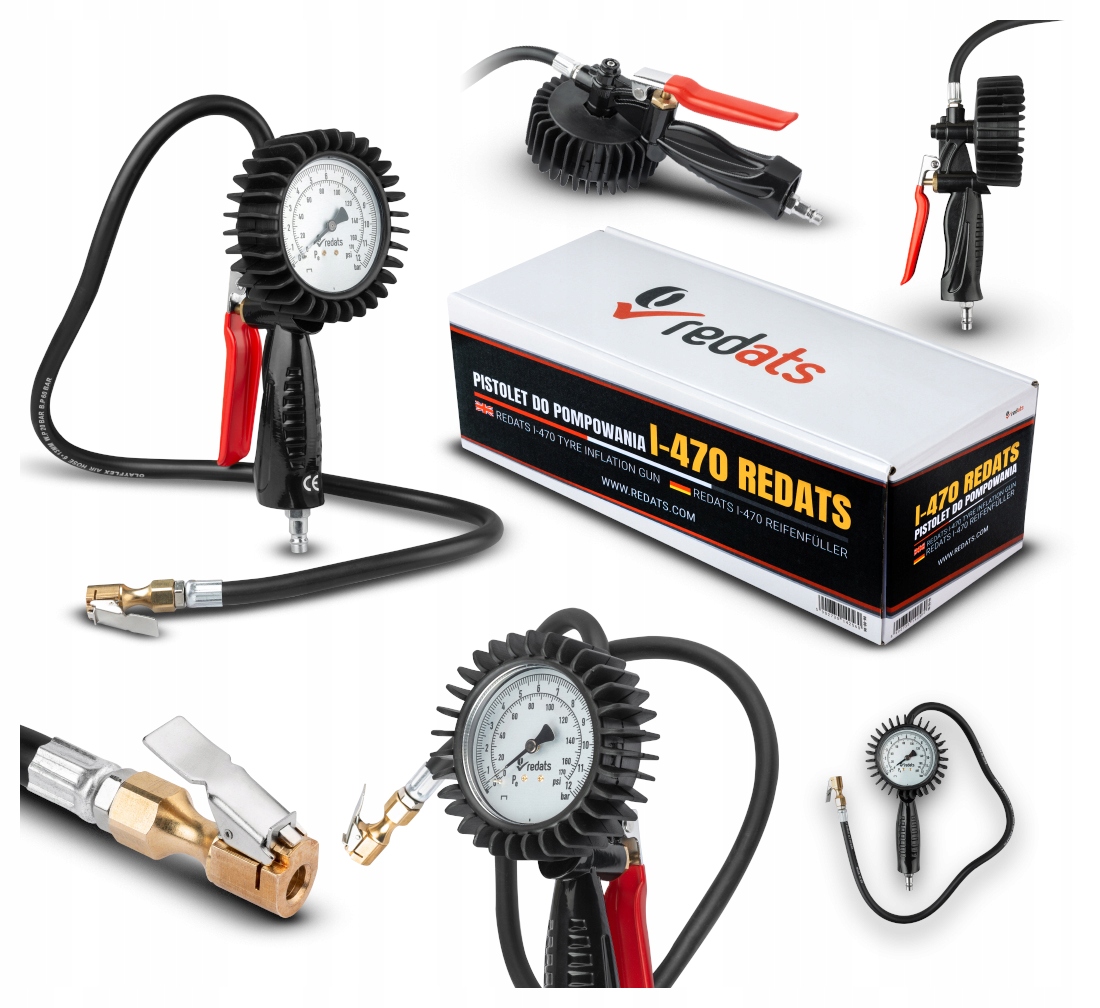 Пистолет для накачки колес шин с манометром Redats и-470
