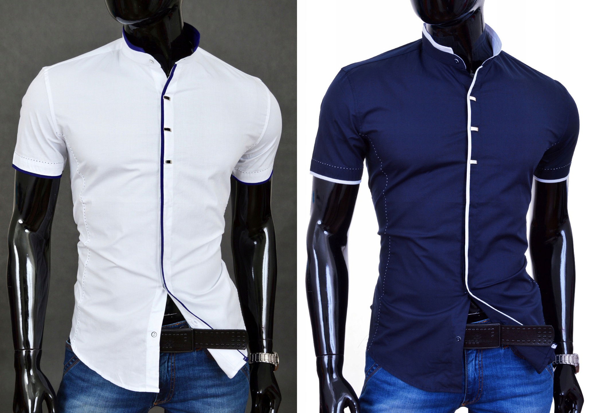 Koszula Męska Casual Stójka Codzienna Gładka NEW Model Ślub Wesele Komunia na Prezent