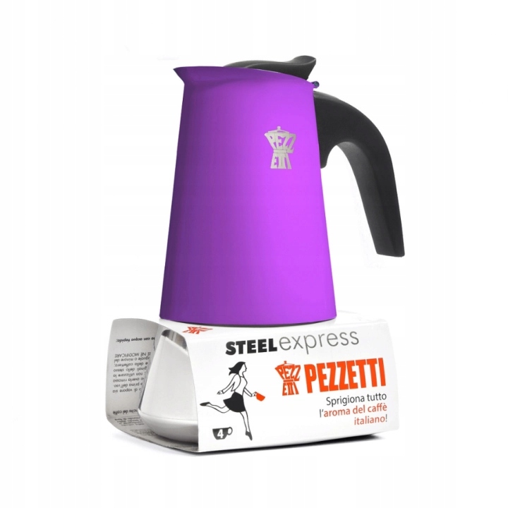Pezzetti Steelexpress ocelový kávovar na indukci 4 tz 200 ml fialový