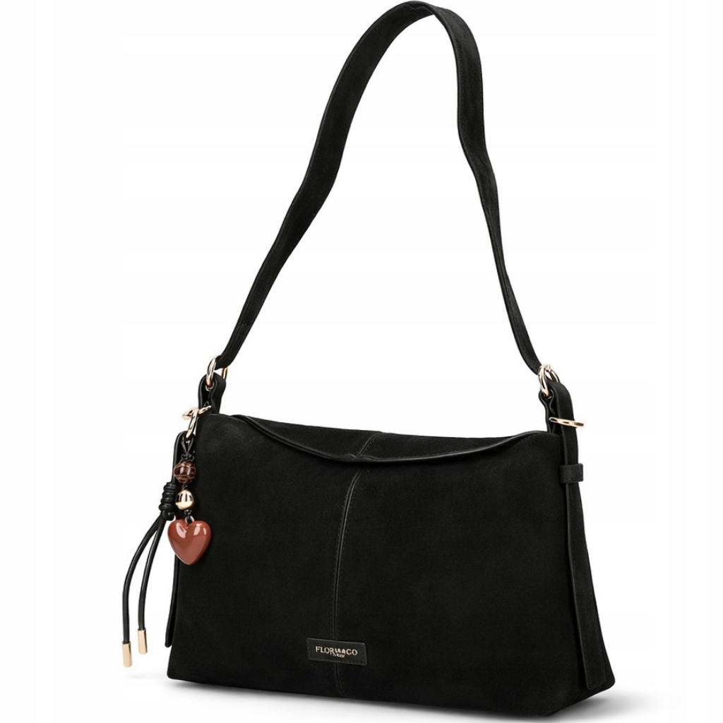 Dámská kabelka Flora&co Kabelka Přes Rameno Černá Crossbody Semiš Eko Premium