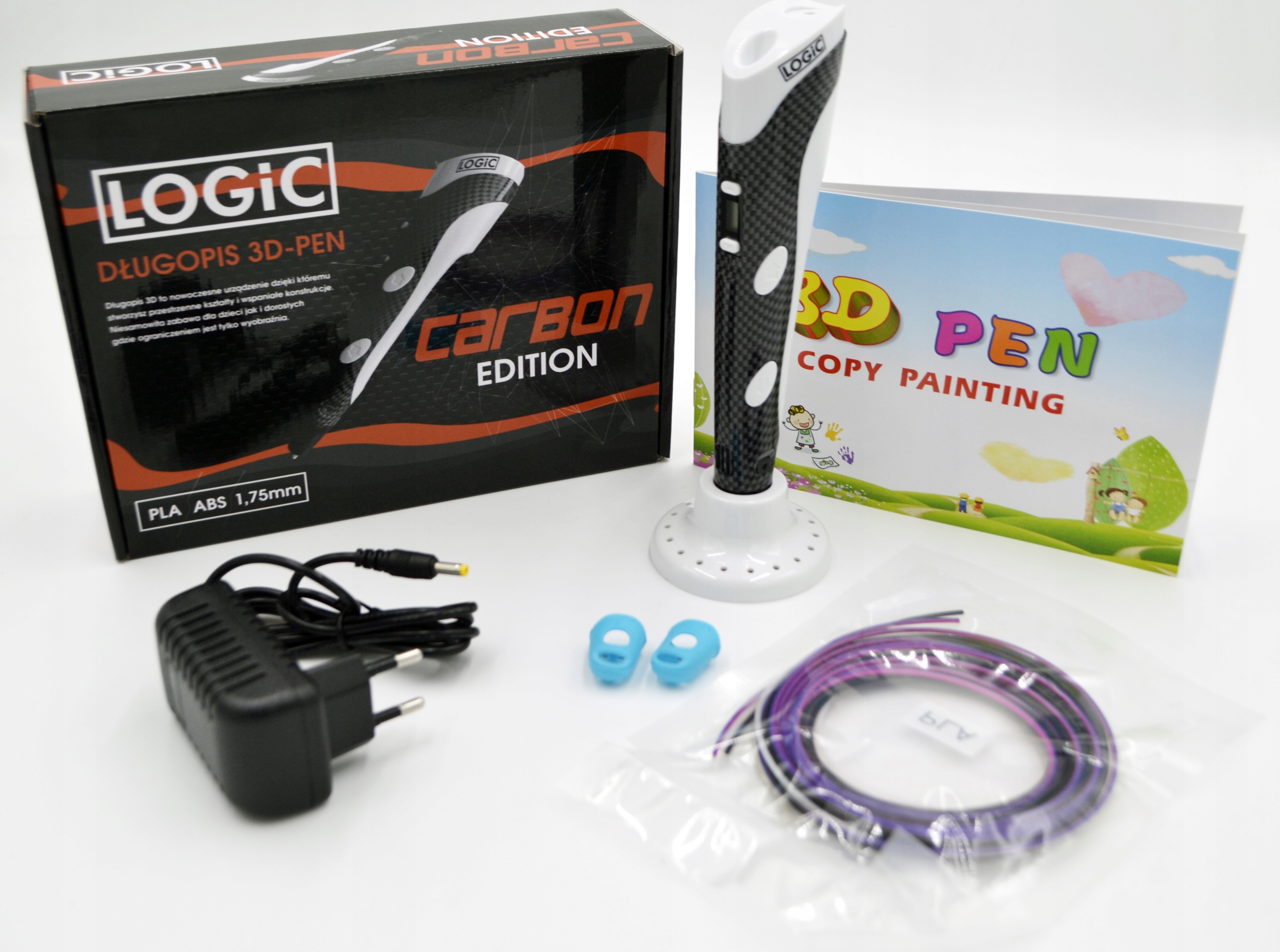 DŁUGOPIS DRUKARKA 3D PEN WKŁADY PLA 200m CARBON X Producent nieznany producent