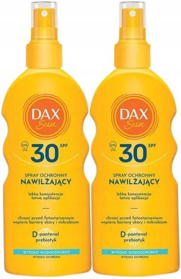 2 ks Ochranný hydratační sprej SPF30 200 Ml Dax Sun Vysoká voděodolnost