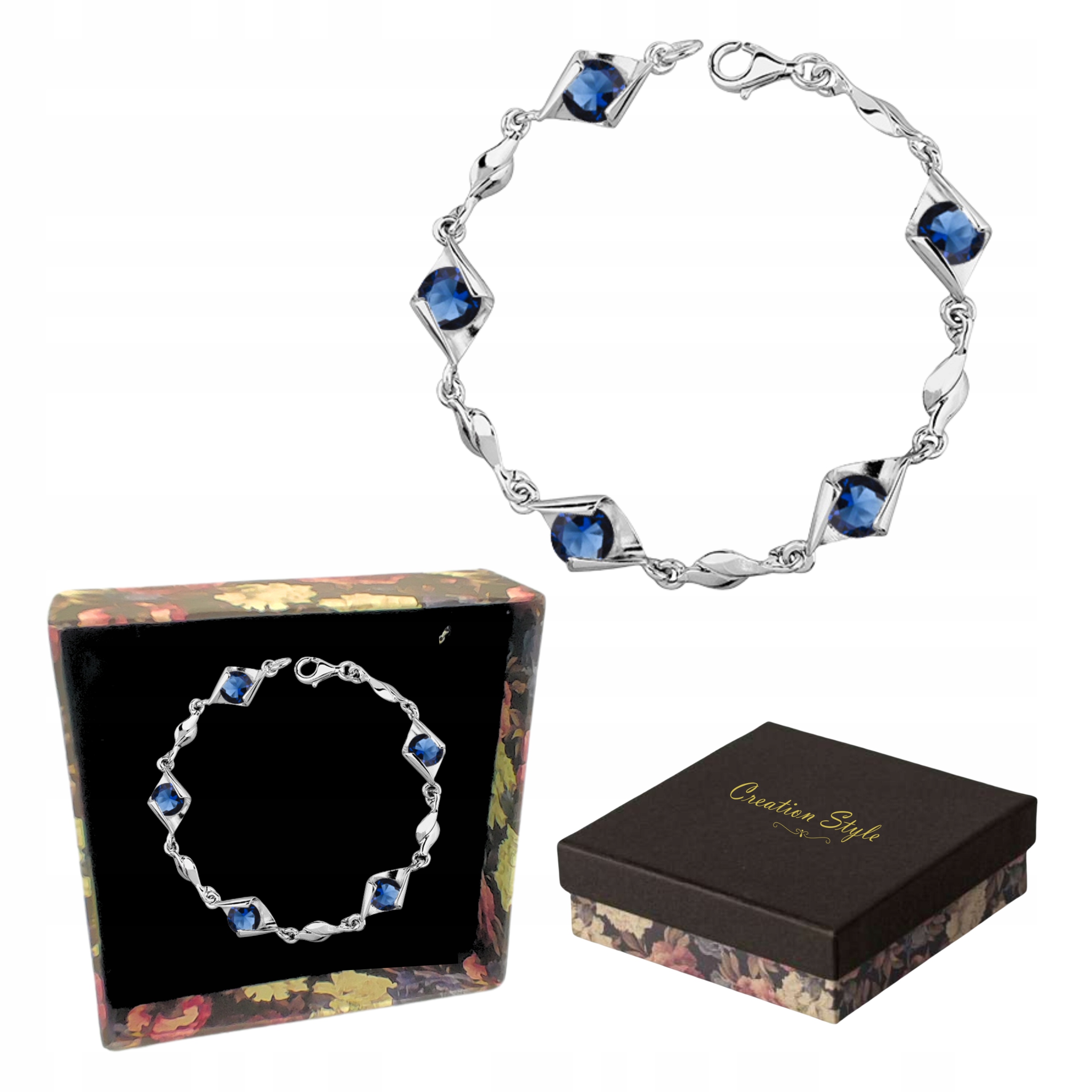 Stříbrný Náramek Elegantní Safírové Zirkony Dárek K Narozeninám Jmeniny