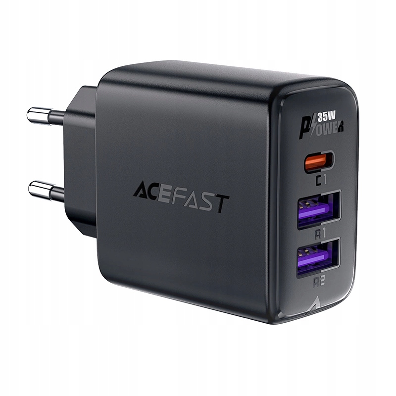 Ładowarka Acefast A57 Pd 35W GaN 2 x Usb-a Usb-c z 3 portami czarna