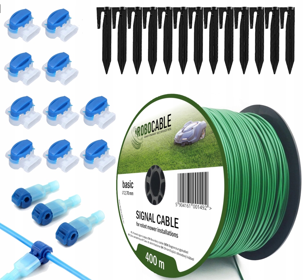 Kabel pro omezení robotické sekačky Sada 400 m Špendlíky Robocable