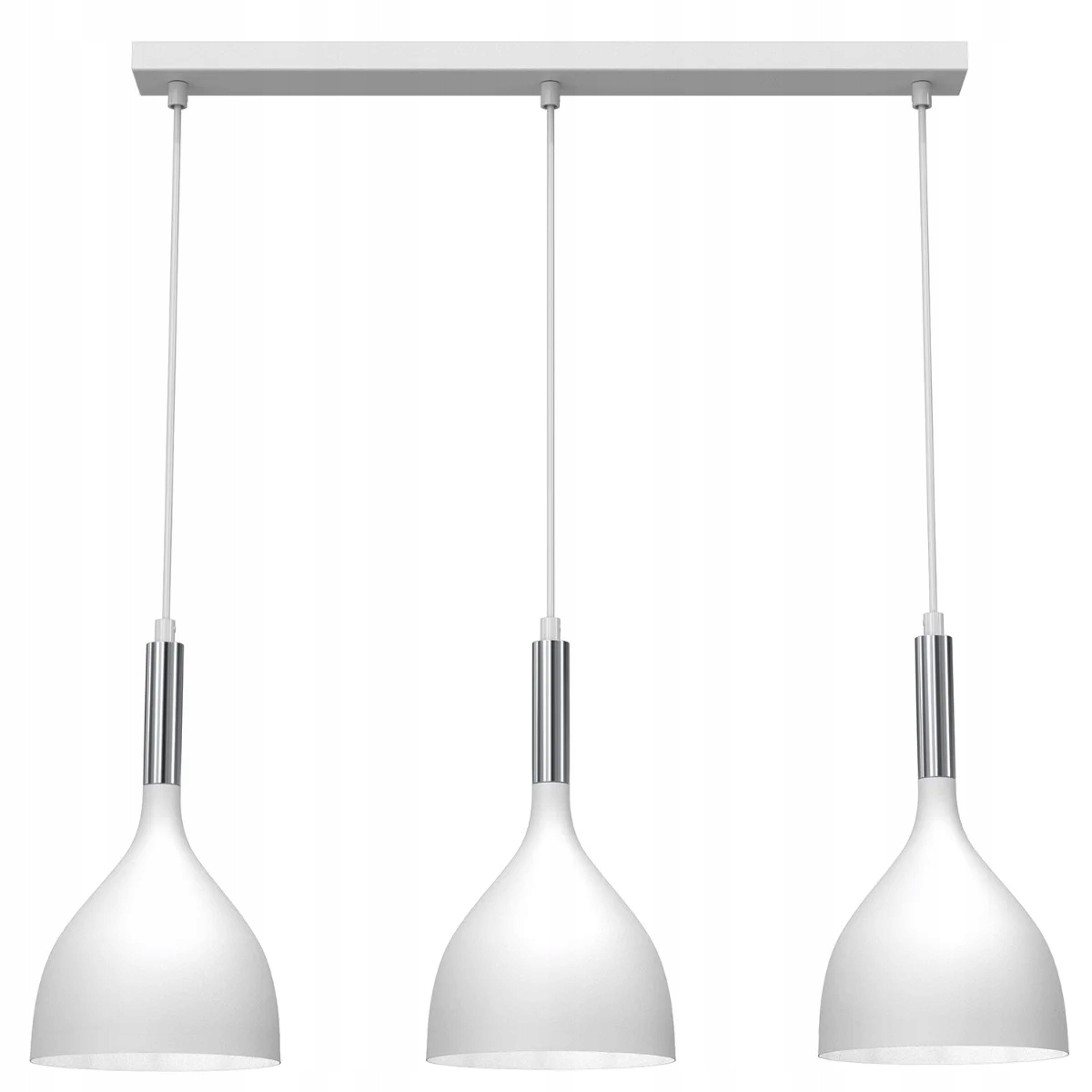 Závěsná lampa trojitá bílá chromová lišta 72 cm do obývacího pokoje nad stůl Luminex