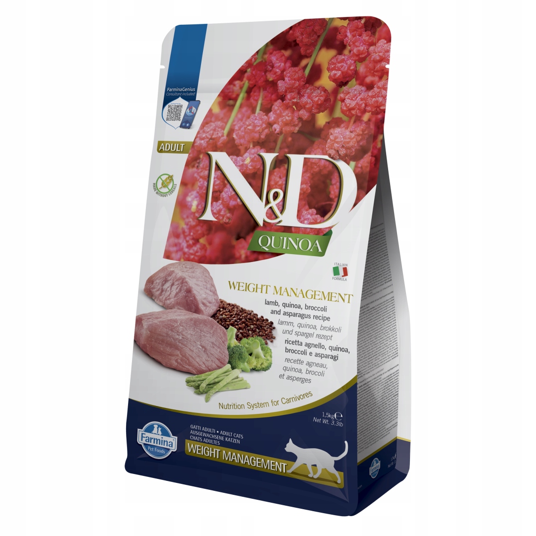 Levně Farmina N&d Cat Quinoa Weight Management 1,5 kg suché Krmivo s jehněčím masem