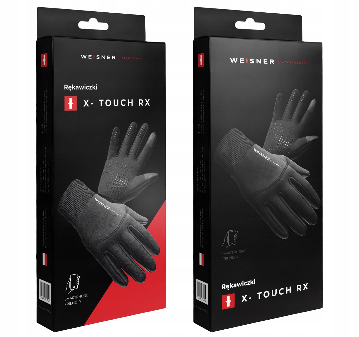 WEISNER RX| Rękawiczki Rękawice Czarne Męskie Zimowe Rowerowe Samochodowe