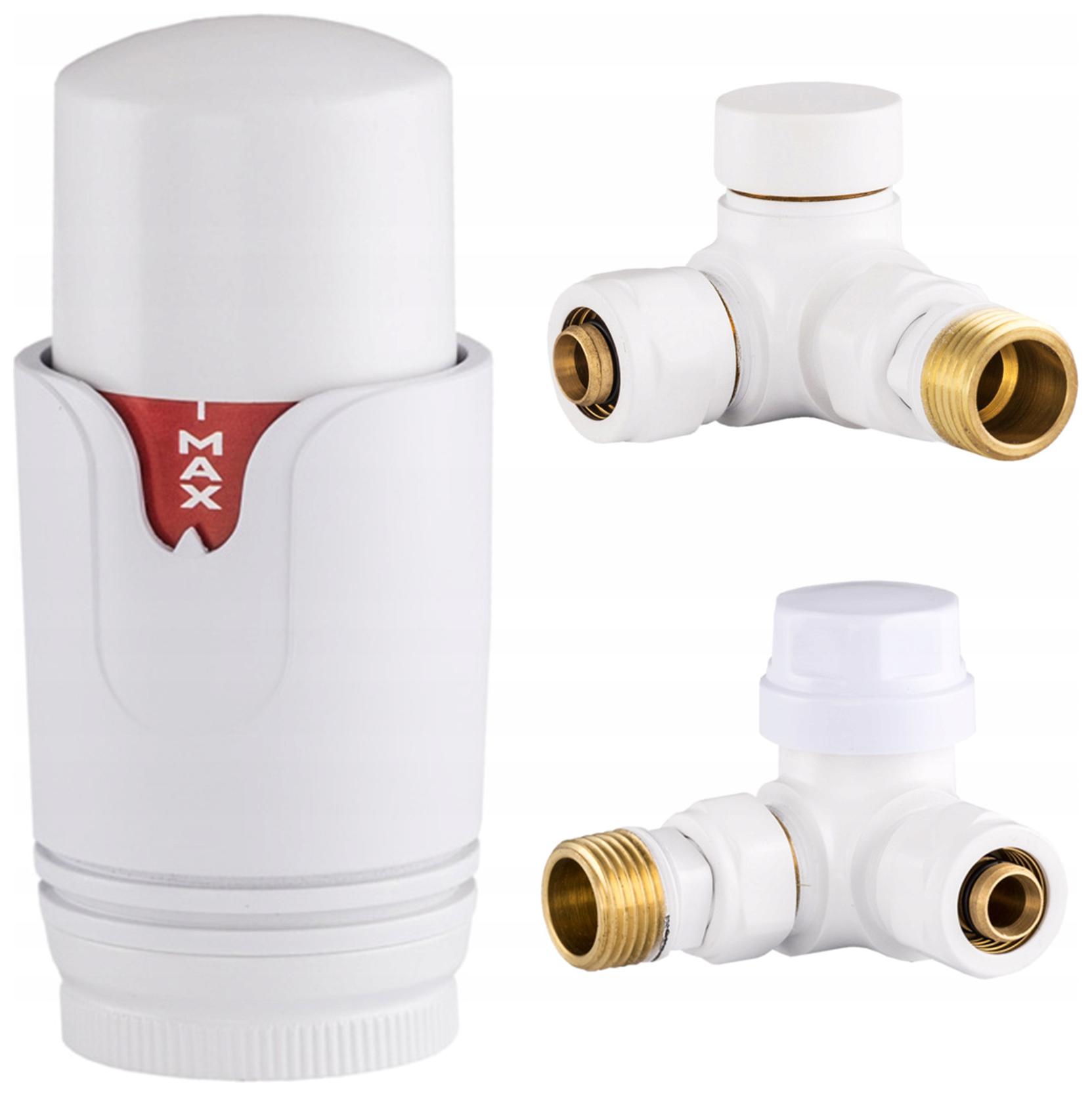 Termostatický Radiátorový 3-OSÝ Napájecí Uzavírací Ventil 1/2", Bílý