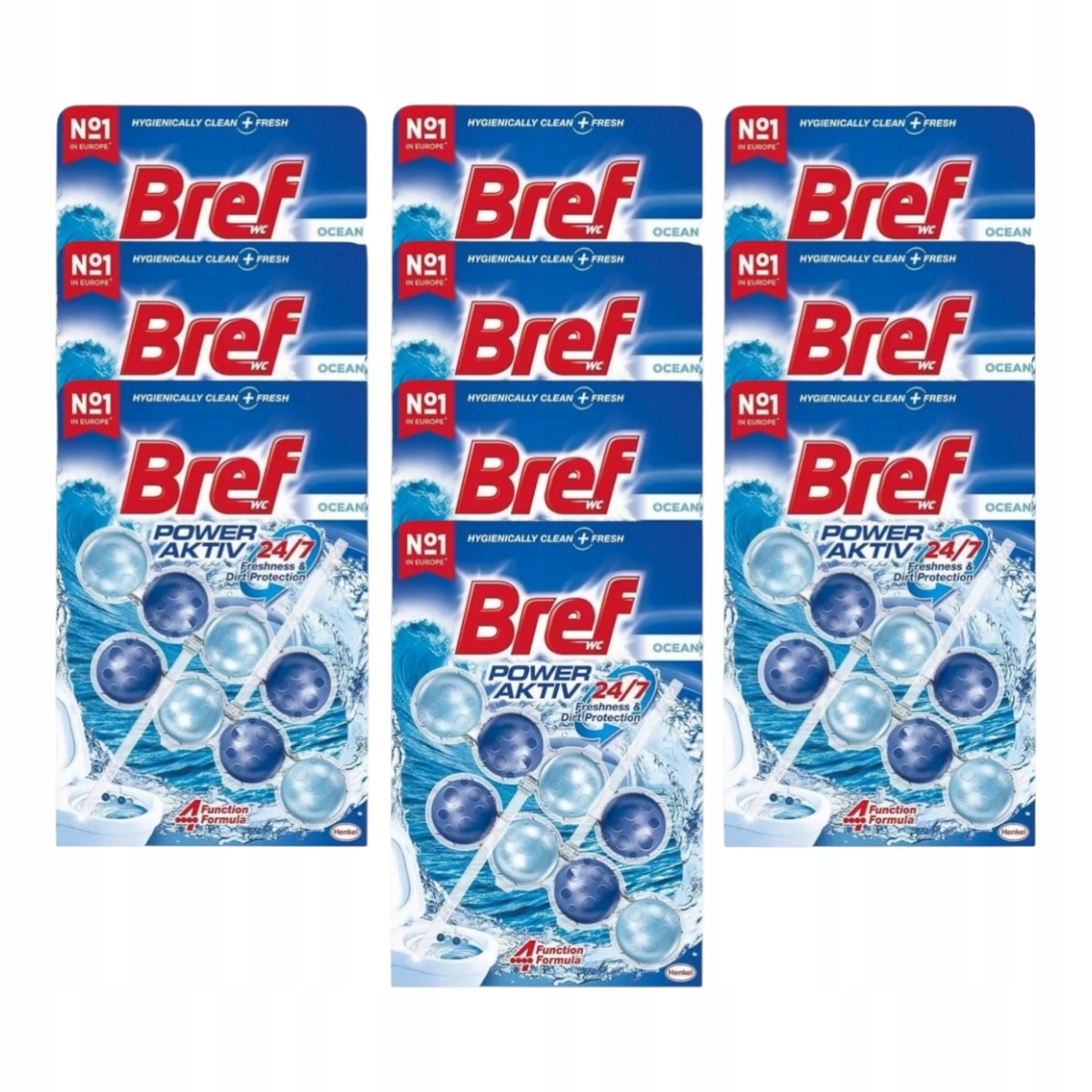 Levně 10 x Kostky přívěsku na Wc Bref Power Aktiv Ocean 2x50 g mořský