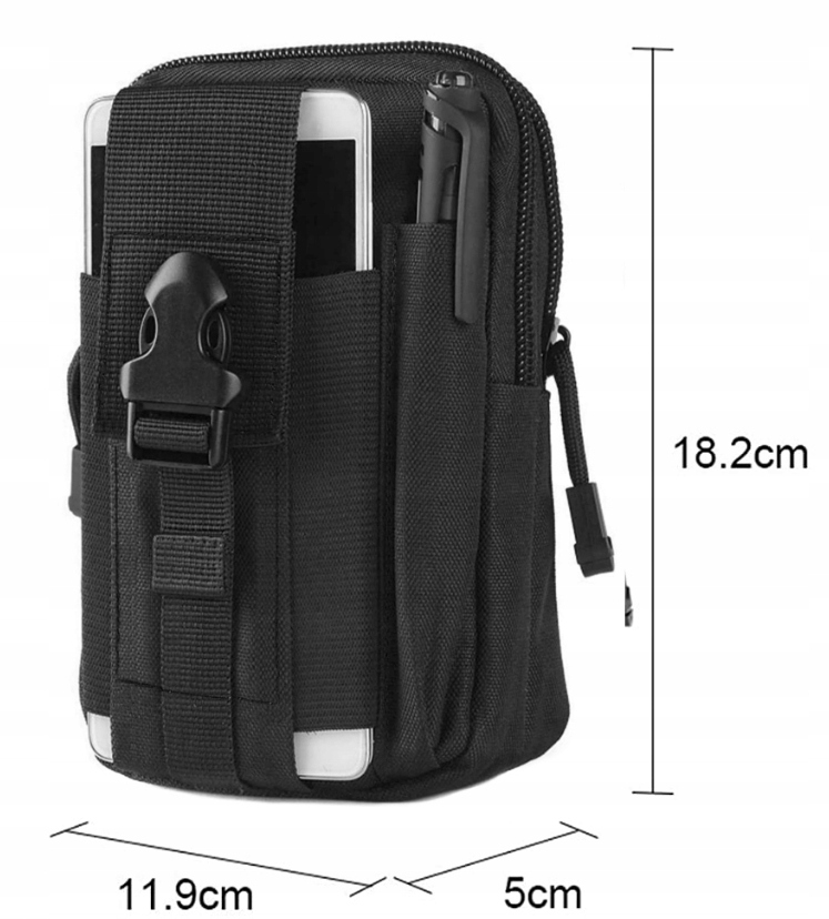 SASZETKA NERKA WOJSKOWA TAKTYCZNA CZARNA DO PASA Kolor czarny