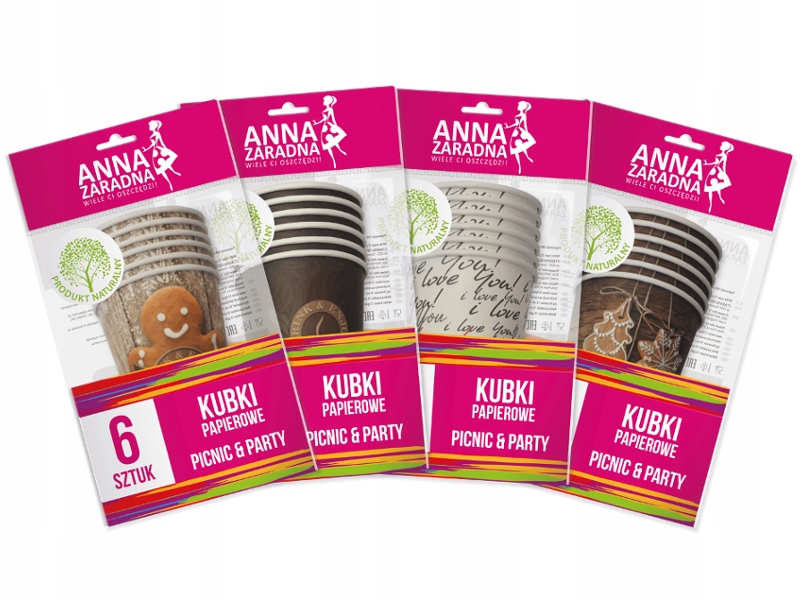 

Anna Zaradna Kubki Papierowe 200 ML 6 Szt Kolorowe