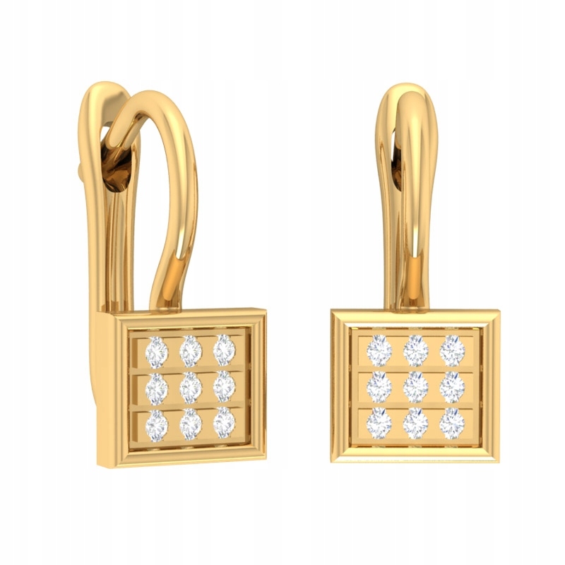Zlaté Náušnice Čtverce Se Zirkony, Anglické Zapínání, Au 585