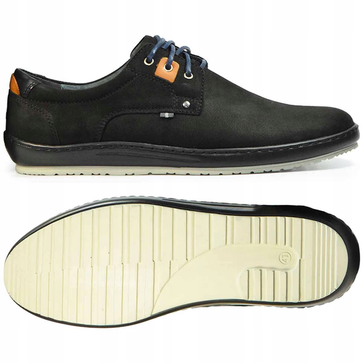 

Półbuty męskie buty skórzane sznurowane czarne 43