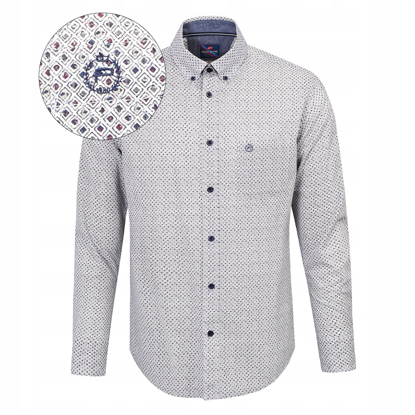 Pánská košile s dlouhým rukávem a vzorem Slim Fit Pako Jeans