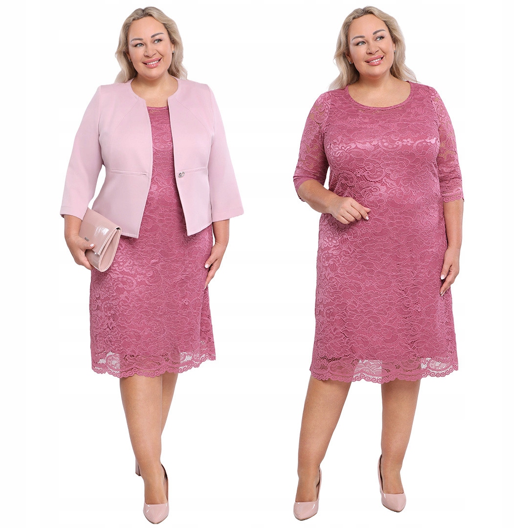 Růžové šaty s krajkou velikost 52